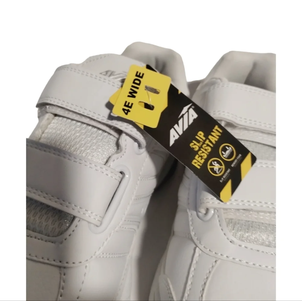 Avia Avi-Union II Non Slip Resistant White/Gray Shoes‎ for Men Size 8 width 4E•